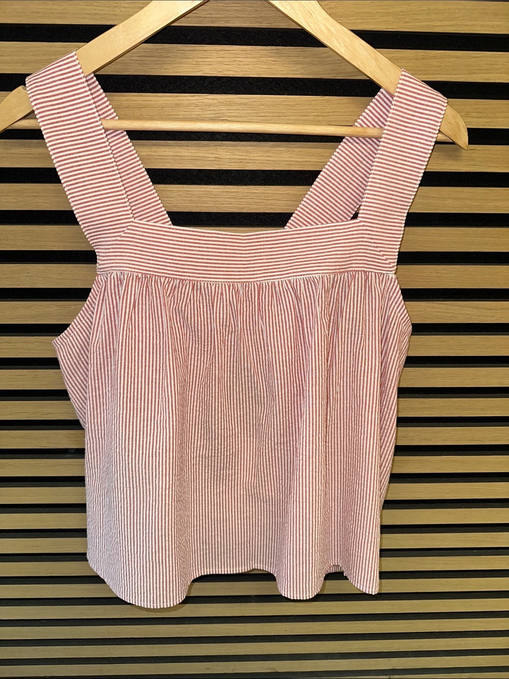 Red and White Striped Open Back Tank